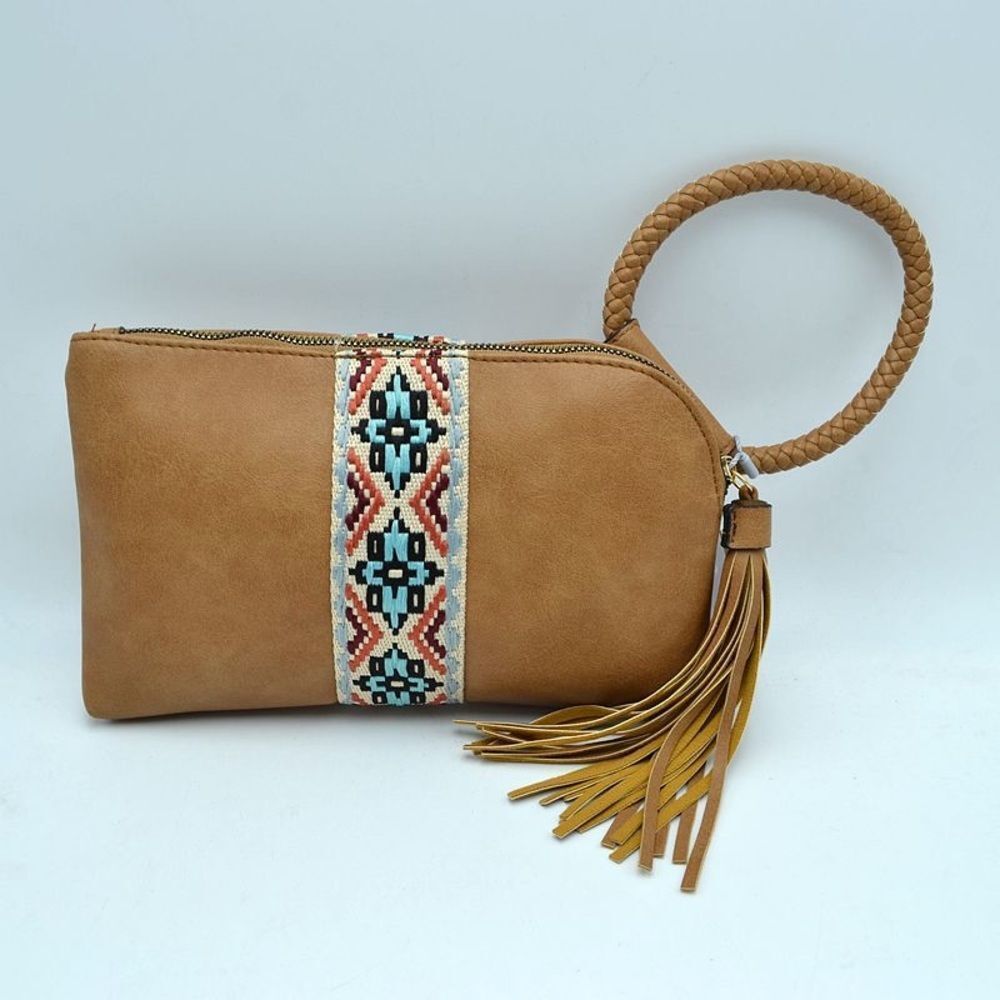 Cute Braided Ring Tassel Handle Wristlet